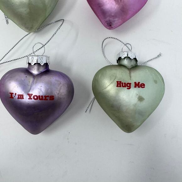 Lillian Vernon Pastel Candy Conversation Hearts Blown Glass Valentines Ornaments - Picture 6 of 12